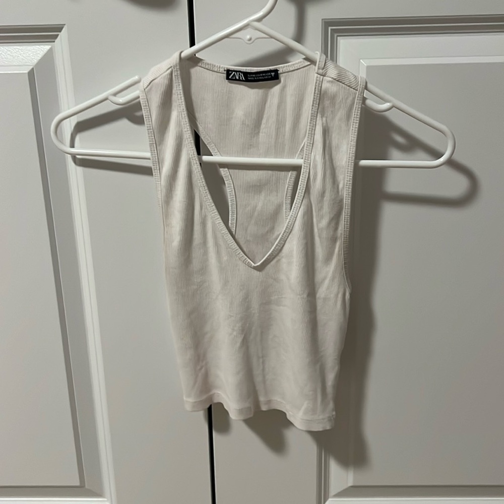 White Zara ribbed tank top